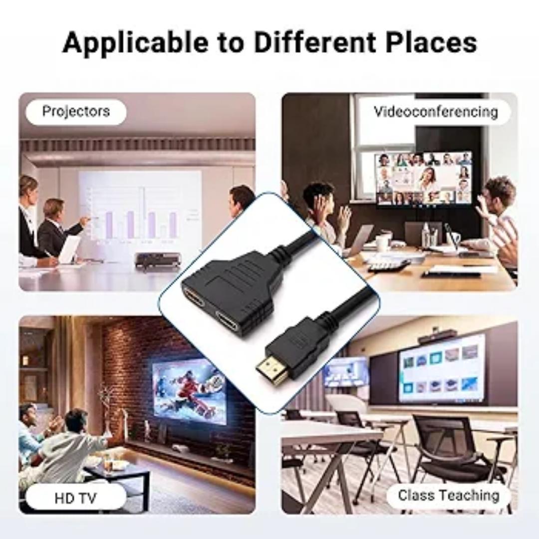 HDMI Splitter Cables Male 1080P to Dual Female 1 to 2 Way HDMI Splitter Adapter Cable for HDTV HD, LED, LCD, TV, Mirror Only Support Two The Same Size TVs at The Same Time 30cm