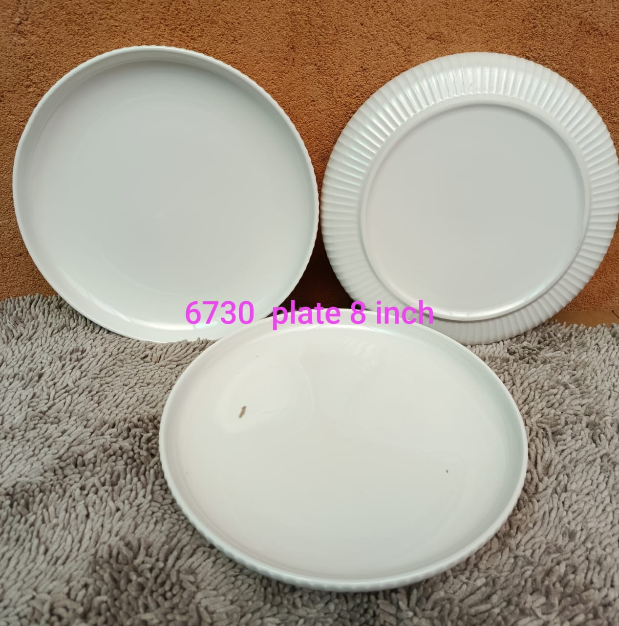PLATES. 6pcs 8 Inch Round Porcelain Salad Plates Dessert Plate Set White Dinnerware Dish Serving Plates.  Easily stackable to storage efficiently and save space on your table and cabinet