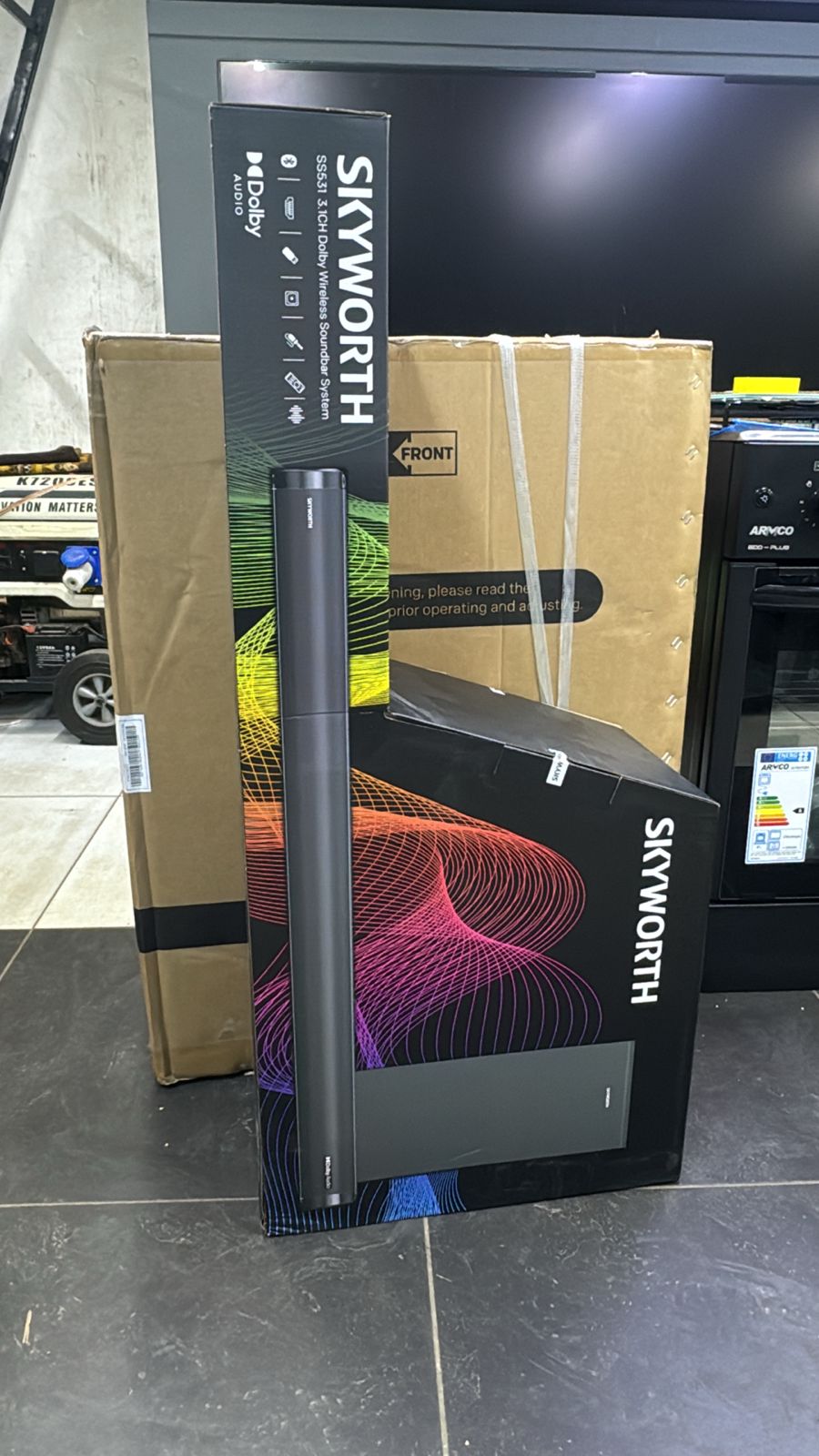 SOUND BAR. Skyworth SS531 - 3.1CH 510W Dolby Audio Soundbar With Wireless Subwoofer, Bluetooth 5.0, HDMI(ARC) input, USB input, LED display, Plastic case, Digital Amplifier with DSP inside