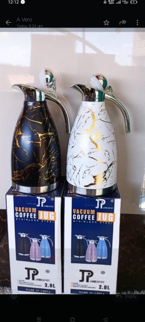 VACUUM FLASK. Jamespot JP 2L Marble Effect Vacuum Flask, Vacuum technology enables to keep liquid hot/cold for longer duration.Wide mouth permits easy cleaning.