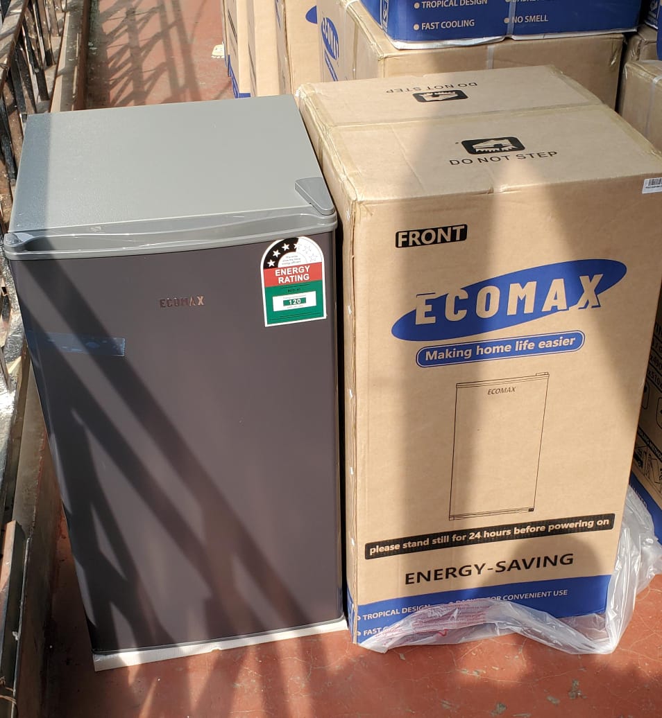 REFRIGERATOR. Ecomax 90 litres dark silver single door refrigerator, Mechanical control, Interior LED light. Energy-saving and low noise, Adjustable front feet, Lock & key