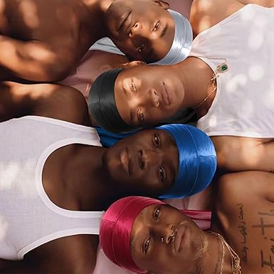 4PCS Silky Durags, Silk Durag for Men Women Waves, Silk Durag Pack with 1 Wave Cap, Silky Satin Durag Extra Long Tails(Red, Blue, Black, White)