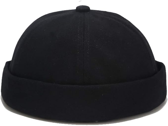 Retro Brimless Stripe Brimless Adjustable Docker Hat Beanie Visorless Cap for Men & Women