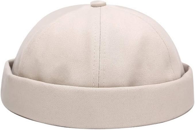 Retro Brimless Stripe Brimless Adjustable Docker Hat Beanie Visorless Cap for Men & Women