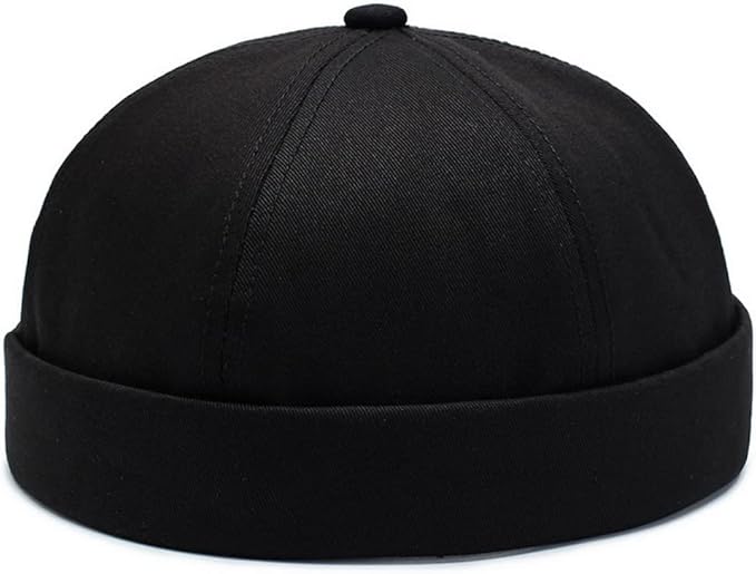 Retro Brimless Stripe Brimless Adjustable Docker Hat Beanie Visorless Cap for Men & Women