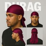 2PCS Silky Durag Pack For Men Waves, Satin Doo Rag For 360 540 720 Waves (wine Red+dark Green)