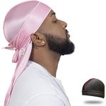 4PCS Silky Durags, Silk Durag for Men Women Waves, Silk Durag Pack with 1 Wave Cap, Silky Satin Durag Extra Long Tails