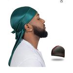 4PCS Silky Durags, Silk Durag for Men Women Waves, Silk Durag Pack with 1 Wave Cap, Silky Satin Durag Extra Long Tails