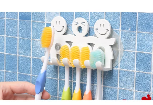 Bathroom Suction 5 Position Toothbrush Holder Rack