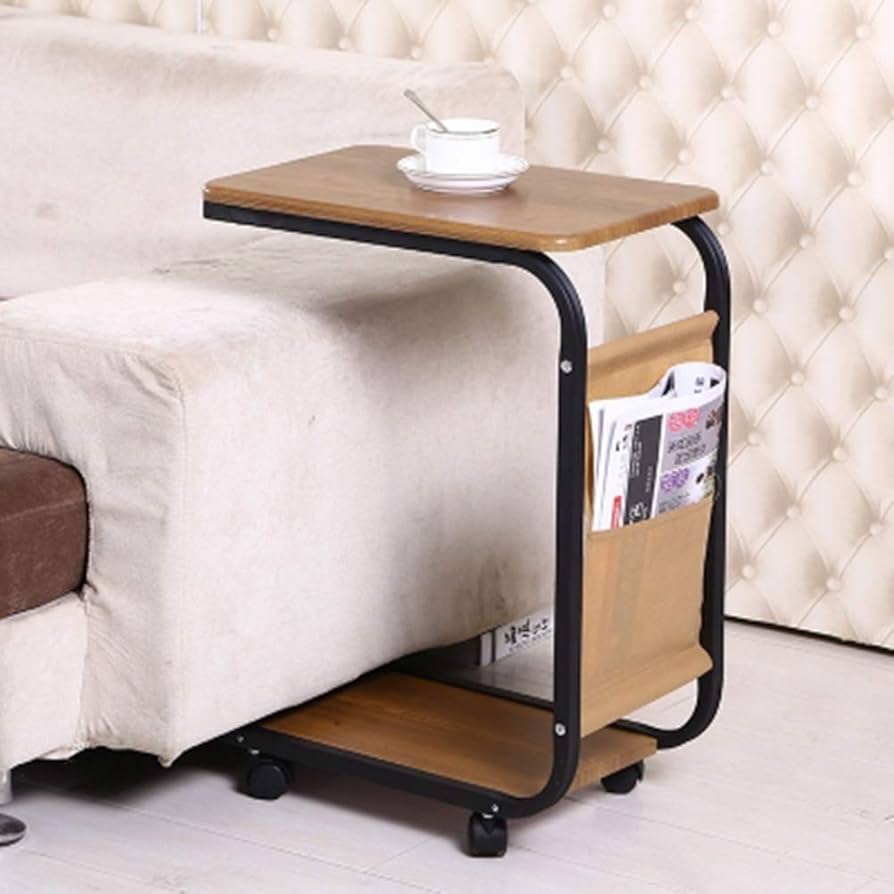 2-Layer Multi-Purpose Trolley Side Table with Storage Pocket – Rolling Utility Cart for Home & Office