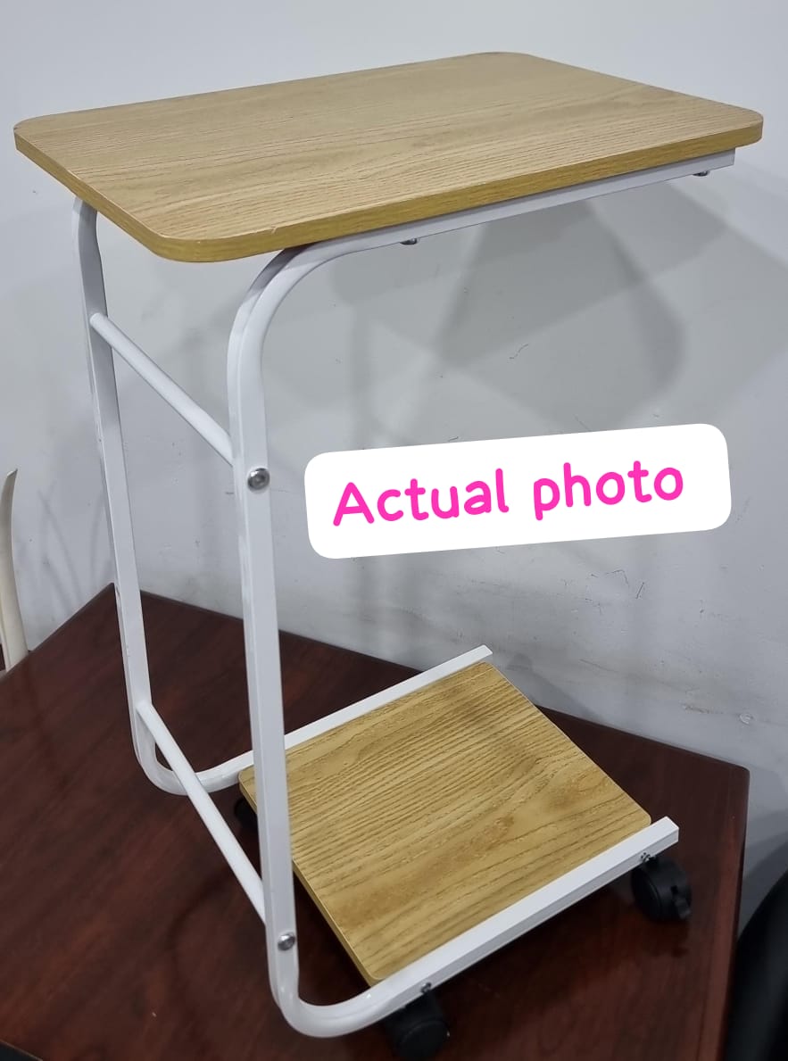 2-Layer Multi-Purpose Trolley Side Table with Storage Pocket – Rolling Utility Cart for Home & Office