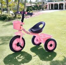 Kids Tricycle  Adjustable Seat, Safety Harness, Storage Basket & Sunshade  For Ages 1–5