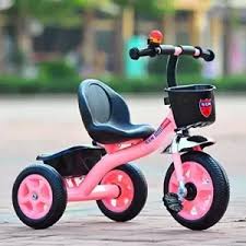 Kids Tricycle  Adjustable Seat, Safety Harness, Storage Basket & Sunshade  For Ages 1–5