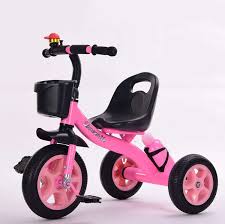 Kids Tricycle  Adjustable Seat, Safety Harness, Storage Basket & Sunshade  For Ages 1–5