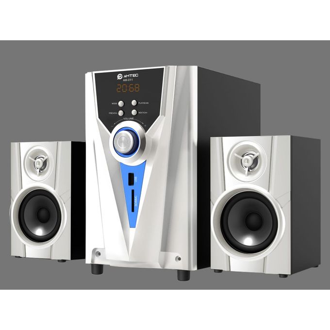 Amtec AM-011 2.1 Channel Bluetooth Home Theatre System – 3000W PMPO with Subwoofer, USB/SD Playback, FM Radio & Remote Control – Deep Bass Surround Sound for TV, Music & Gaming
