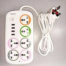 Extension Cables 6 Way With 4 USB Ports Multiplug Power Extension Socket Power Cables.
