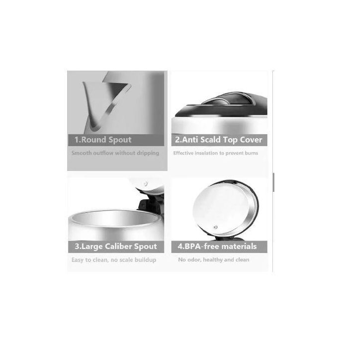 IPCONE 2L Energy Efficient Electric Water Kettle Heater Jug Cordless Stainless Steel Electric Kettle