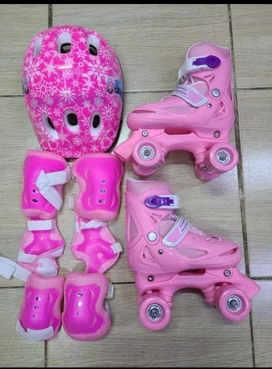 4-Wheel Skates Full Set for Kids – Adjustable Roller Skates with Helmet & Protective Gear