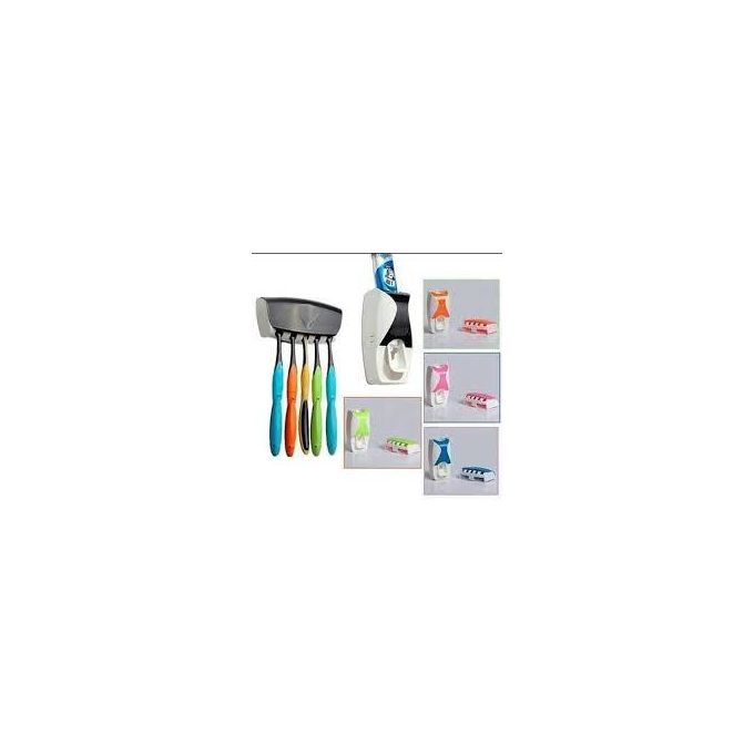 Toothpaste Dispenser+5pcs Toothbrush Holder
