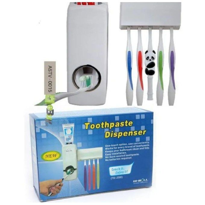 Toothpaste Dispenser+5pcs Toothbrush Holder