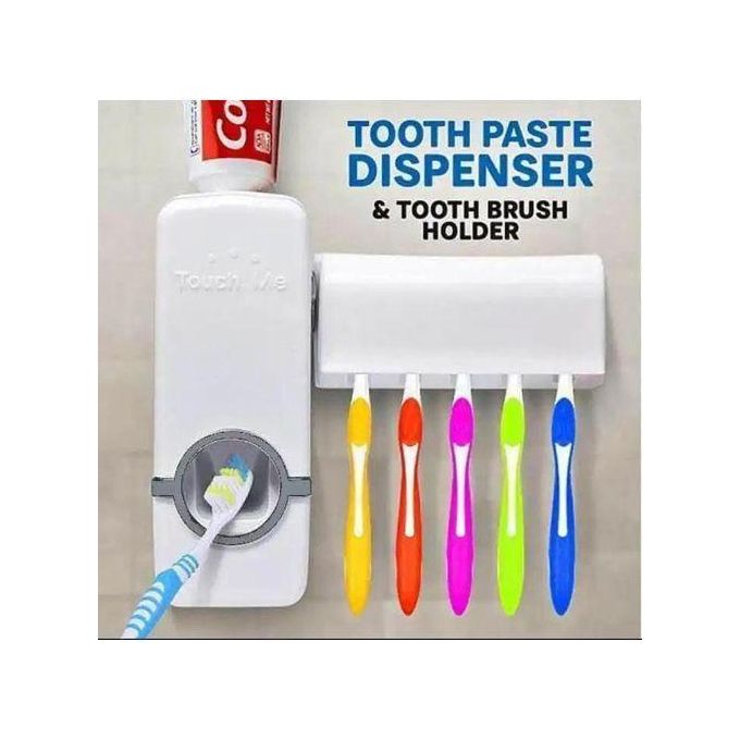 Toothpaste Dispenser+5pcs Toothbrush Holder