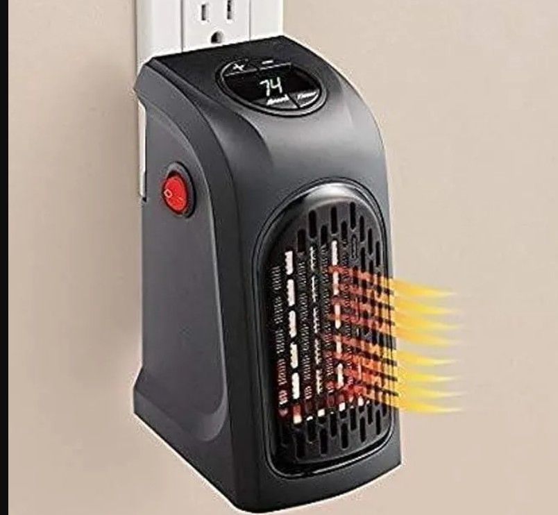 400W Handy Room Heater – Portable Wall Plug-In Electric Heater With Adjustable Thermostat & Timer For Home Or Office Use