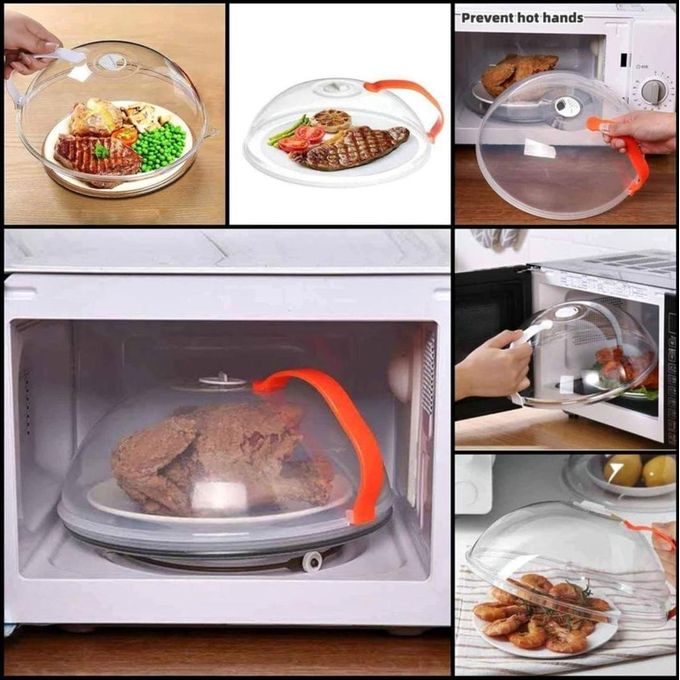 Microwave Food Cover With Steam Vent & Detachable Handle – Splatter Guard Lid For Safe, Even Heating