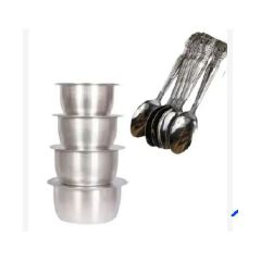 4Pcs Set Of Stainless Aluminum Sufuria cooking sufuria Size 1 2 3 4 plus free 6 spoons