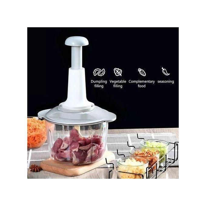 1.5L Manual Food Chopper, Speedy Chopper With 3 Curved Stainless Steel Blades, Handheld Vegetable Chopper/Mincer/Mixer/Blender To Chop Fruits Onions/Nuts/Ginger/Herbs/Garlics