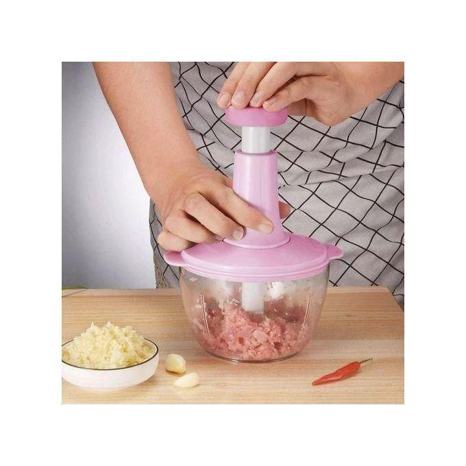 1.5L Manual Food Chopper, Speedy Chopper With 3 Curved Stainless Steel Blades, Handheld Vegetable Chopper/Mincer/Mixer/Blender To Chop Fruits Onions/Nuts/Ginger/Herbs/Garlics