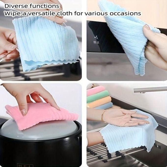 5pcs Household Cleaning Plaid Coral Dishwashing Cloth