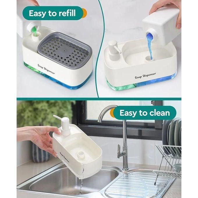 Hand and Dish liquid Soap Dispenser Set for Kitchen, Dual Soap Dispenser with Sponge Holder, 2-in-1 Countertop Soap Pump Dispenser for Kitchen Sink, Bathroom, events, gift, table top etc Useful Kitche