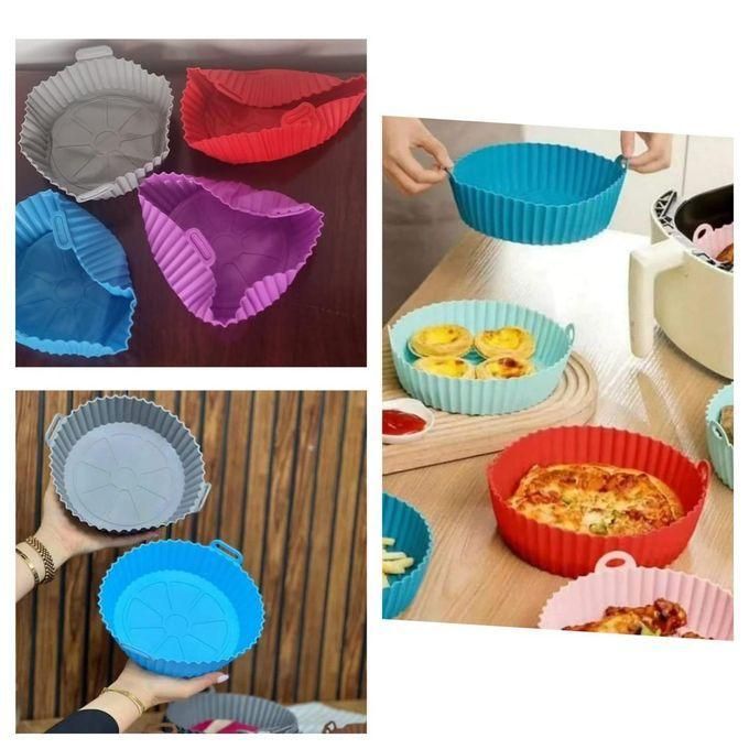 Heavy foldable silicon airfrier, Reusable Silicone Air Fryer Pot / Liner - Non-Stick Baking Tray for Oven & Microwave , Oven Liner Silicone.