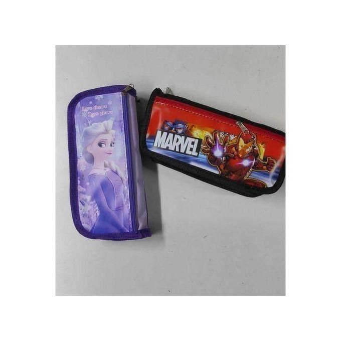 Cartoon Themed Frozen Princess Elsa And Iron Man Student Pencil Pouch Case, Moulded Zip Closure Violet Best Gift For Back To School Kids