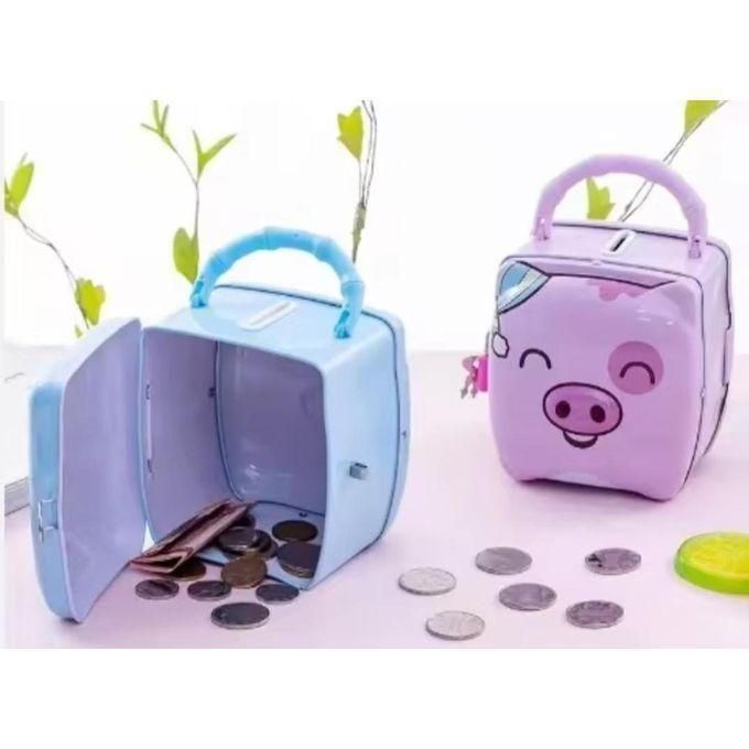 Metallic Piggy Bank for Kids with Padlock & Keys Children's Toy Gift Saving coins & Note Banks Jar