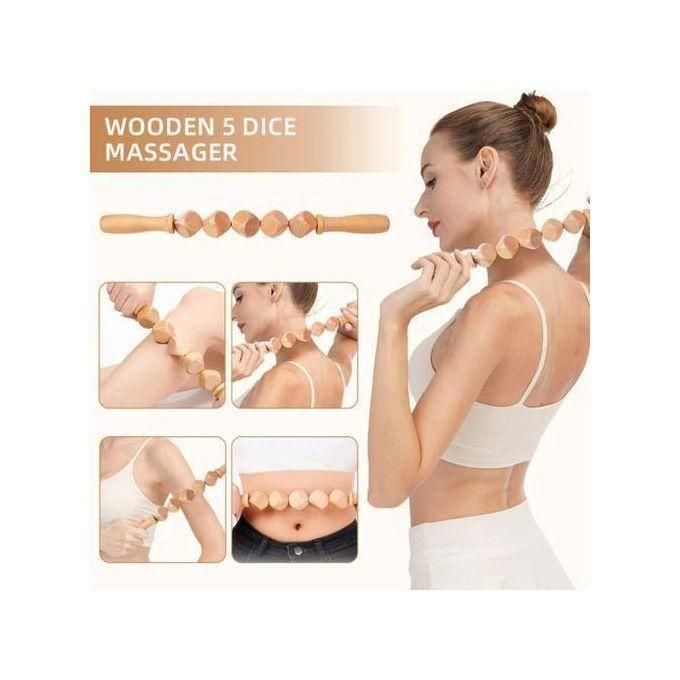 Wooden Massage Roller – 6 Cube Design ,Lymphatic Drainage, Muscle Pain Relief & Body Sculpting Tool