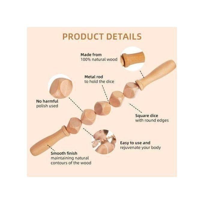 Wooden Massage Roller – 6 Cube Design ,Lymphatic Drainage, Muscle Pain Relief & Body Sculpting Tool