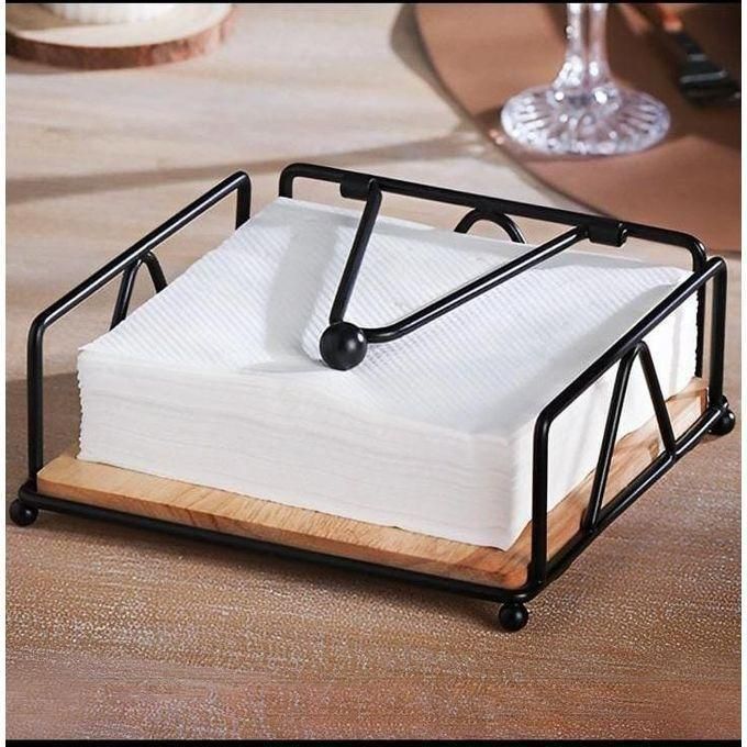 Elegant Metallic Napkin /serviette holder,with Flip Close & Bamboo Base for Kitchen Countertop ,Dining Room, Tabletop Decor