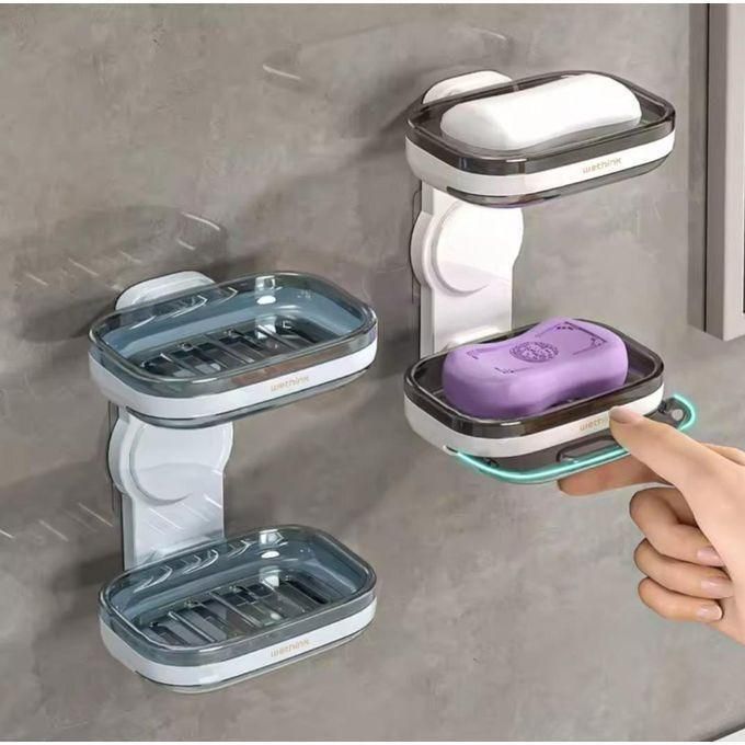 Self Draining Self adhesive Double Layer Soap Dish Holder For bathroom,Kitchen