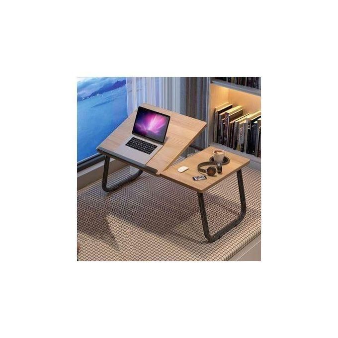 Wooden 5-Level Adjustable Foldable Study Table with Laptop Stand and Cup Slot for Home and Office Use, Sturdy Multi-Angle Design for Reading, Writing, and Working Comfortably