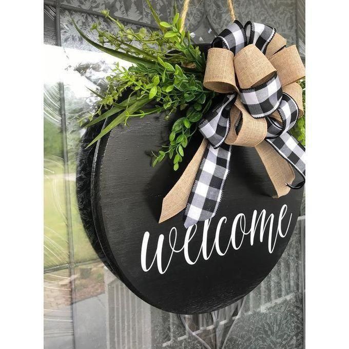 Welcome Decorative Wall Hanging, 30cm Diameter Elegant Home Wall Art, Modern Rustic Hanging Decoration for Living Room, Bedroom, Office, Entryway, Durable Metal and Wood Design, Easy to Install, Styli