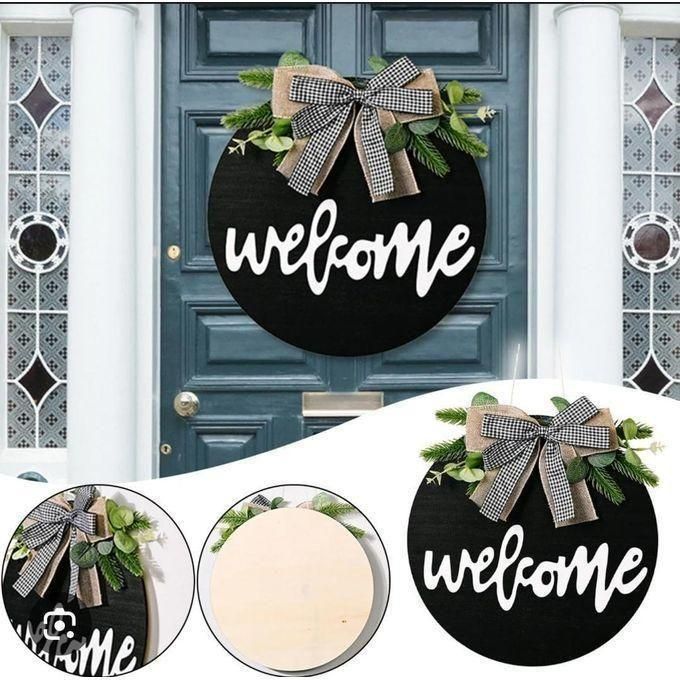 Welcome Decorative Wall Hanging, 30cm Diameter Elegant Home Wall Art, Modern Rustic Hanging Decoration for Living Room, Bedroom, Office, Entryway, Durable Metal and Wood Design, Easy to Install, Styli