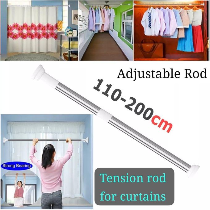 Clothes Hanger, retractable rod, curtain steel rod, adjustable clothes/Curtain rod, kitchen adjustable rod, Hanger, shower curtain rod, expandable curtain rod, No Hole Bathroom Curtain Door Towel Hat