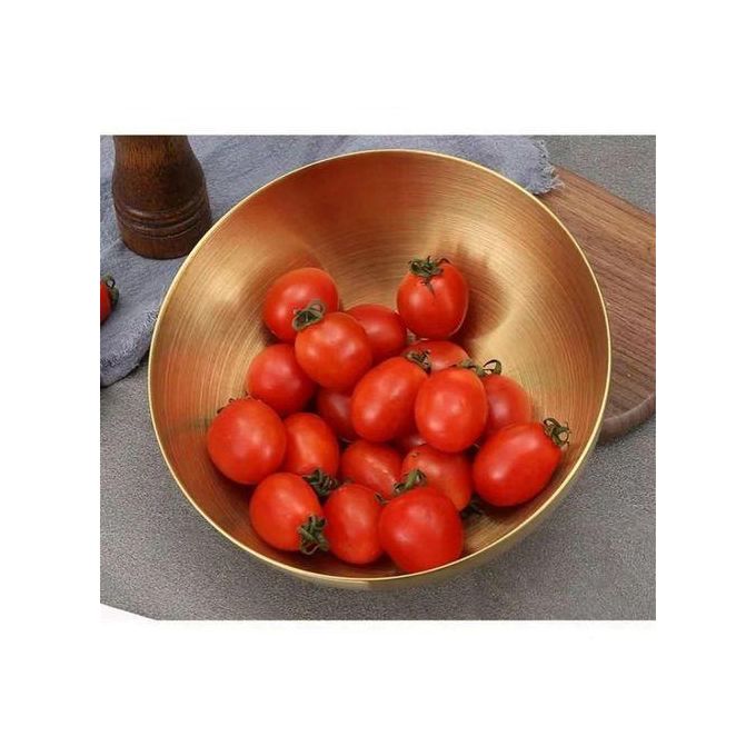 3 Litre Gold Stainless Steel 28cm Ramen Bowl Perfect for Family Meals, seasoning bowl for sushi sauce cream spice herbs, fruit Serving bowl, ideal for serving & dining table decoration