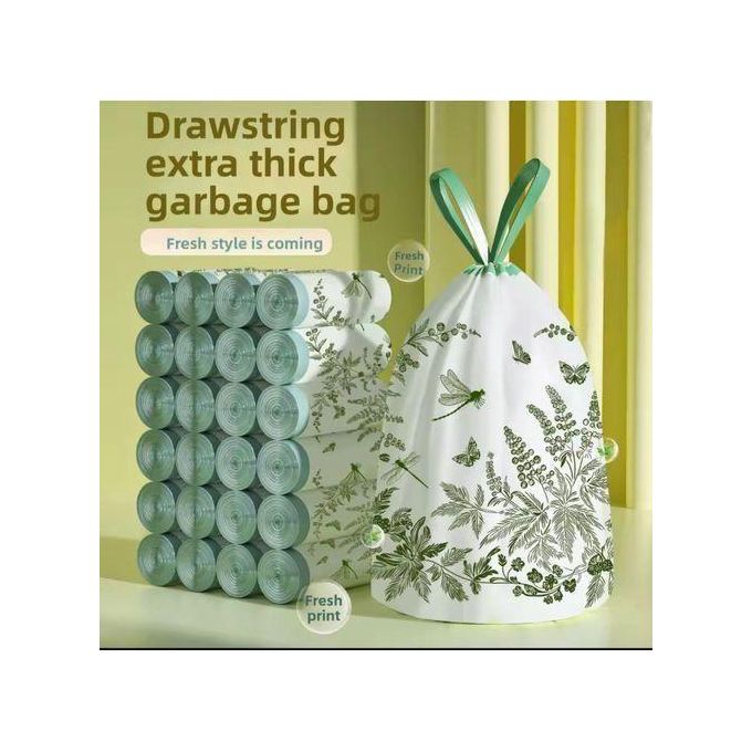 50pcs setExtra Thickened Aerial Kitchen Garbage Bags Drawstring Tie Trash Bags Home Use Tear Resistant PE Material for Food Waste