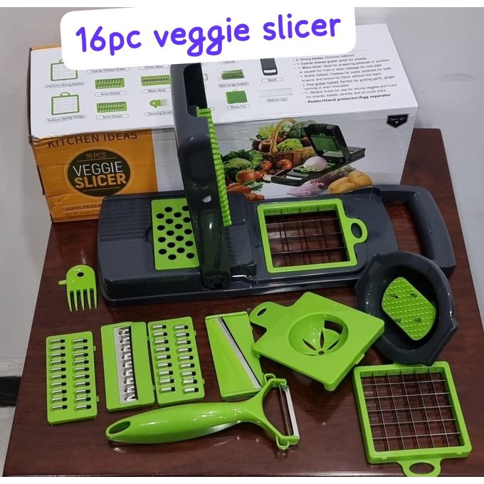 16-in-1 Vegetable Cutter, Slicer, Dicer & Chopper Set – Multifunction Kitchen Tool With Storage Container