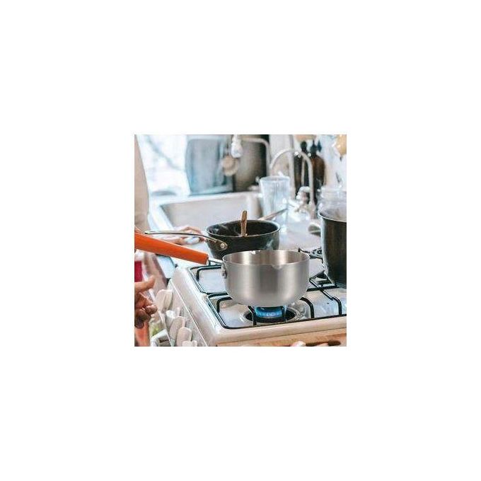 2L Stainless steel non- stick calibrated Japanese Pan Noodle Pot, Spaghetti pot, Milk Pot Stainless Steel tea pot/sufuria Saucepan Wooden Handle Soup Pot Tableware Pan Kitchen Cooking Tools 20cm