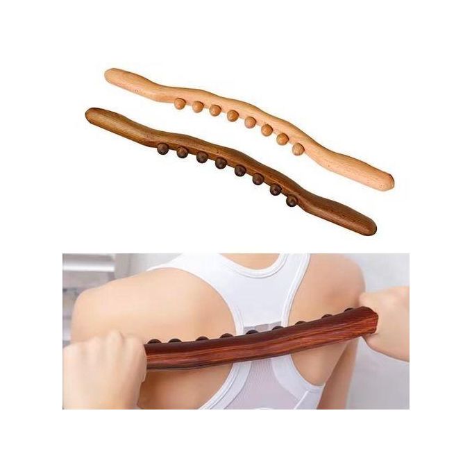 Wooden Gua Sha Stick Body Massage Tool Abdominal Cellulite Massage Backpain Relief Wood Therapy Massage Cup 8 Beads Handheld