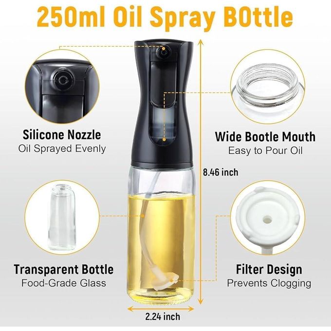240ml Glass Oil/Vinegar Sprayer Spray Bottle - Ideal for Healthy Cooking