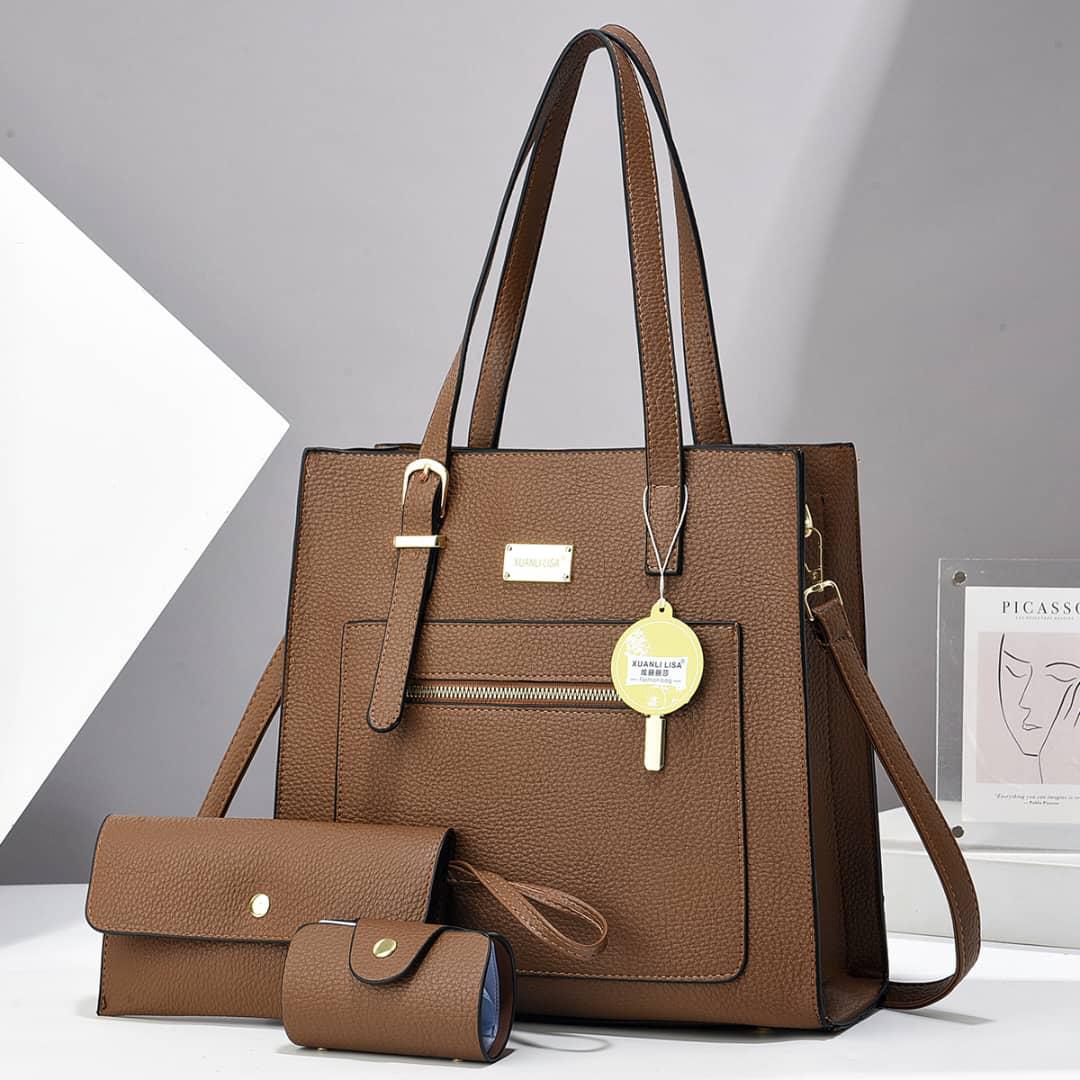 [ ❤EMBRACE THE LATEST TREND 🤩🤩✨ !!! ] 3 IN 1 Classy  Brand New High Quality Stylish and Luxurious Comfortable Ladies Handbag ..Designed With Durability and Functionality ✔👌